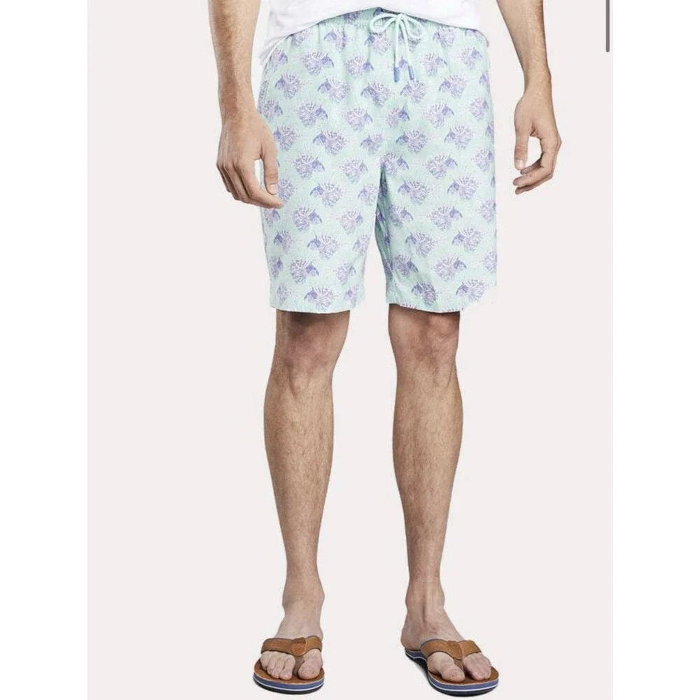 Peter Millar Seaside Collection Swim Trunks Men's M Lionfish Print Mint Green